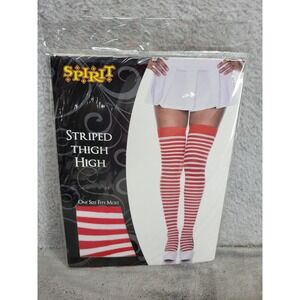 Spirit Halloween Striped Thigh High Socks Red White One Size Costume